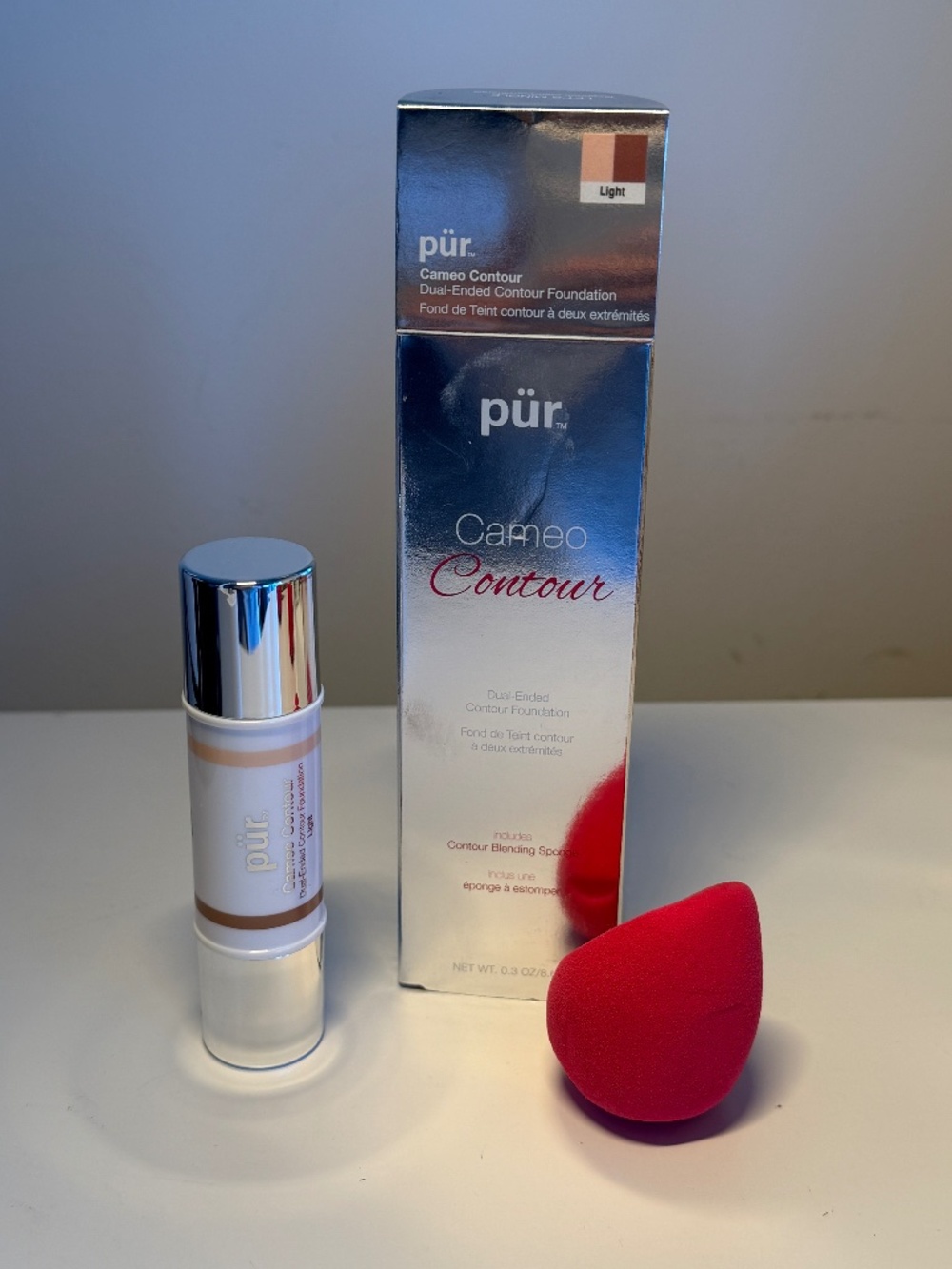 NEW PÜR Minerals Cameo Contour Dual Ended Foundation LIGHT w/Sponge DISCONTINUED